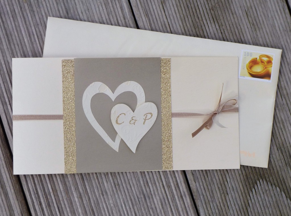 Selbstgefertigte Hochzeitseinladung